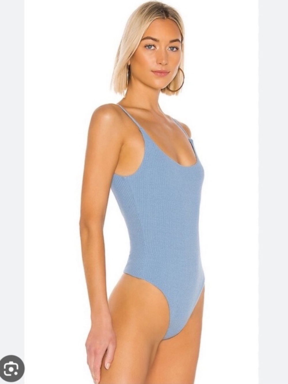 •Revolve• privacy please blue ribbed bodysuit